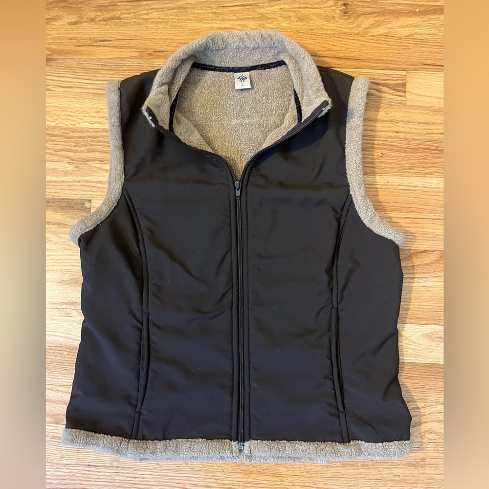 Prana fleece vest womens large, rich chocolate brown